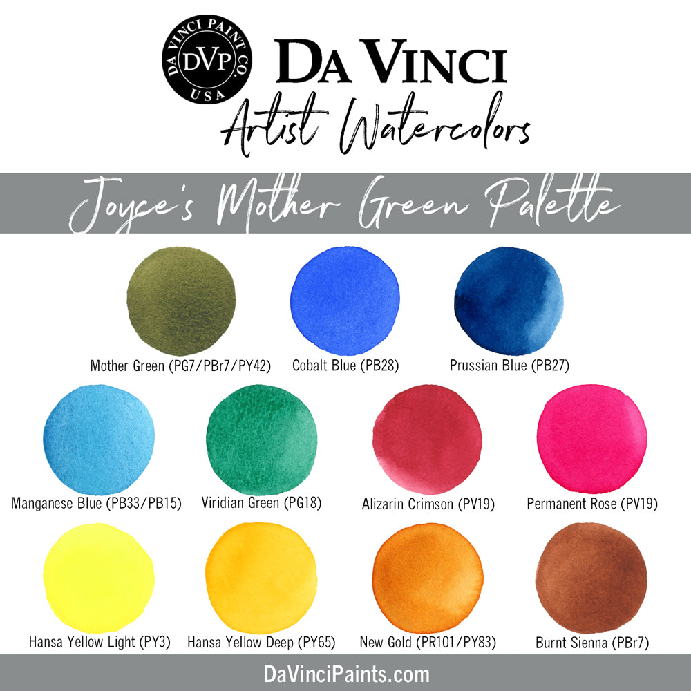 Da Vinci Artists' Watercolor - Joyce Hicks Mother Green Watercolor Palette Set