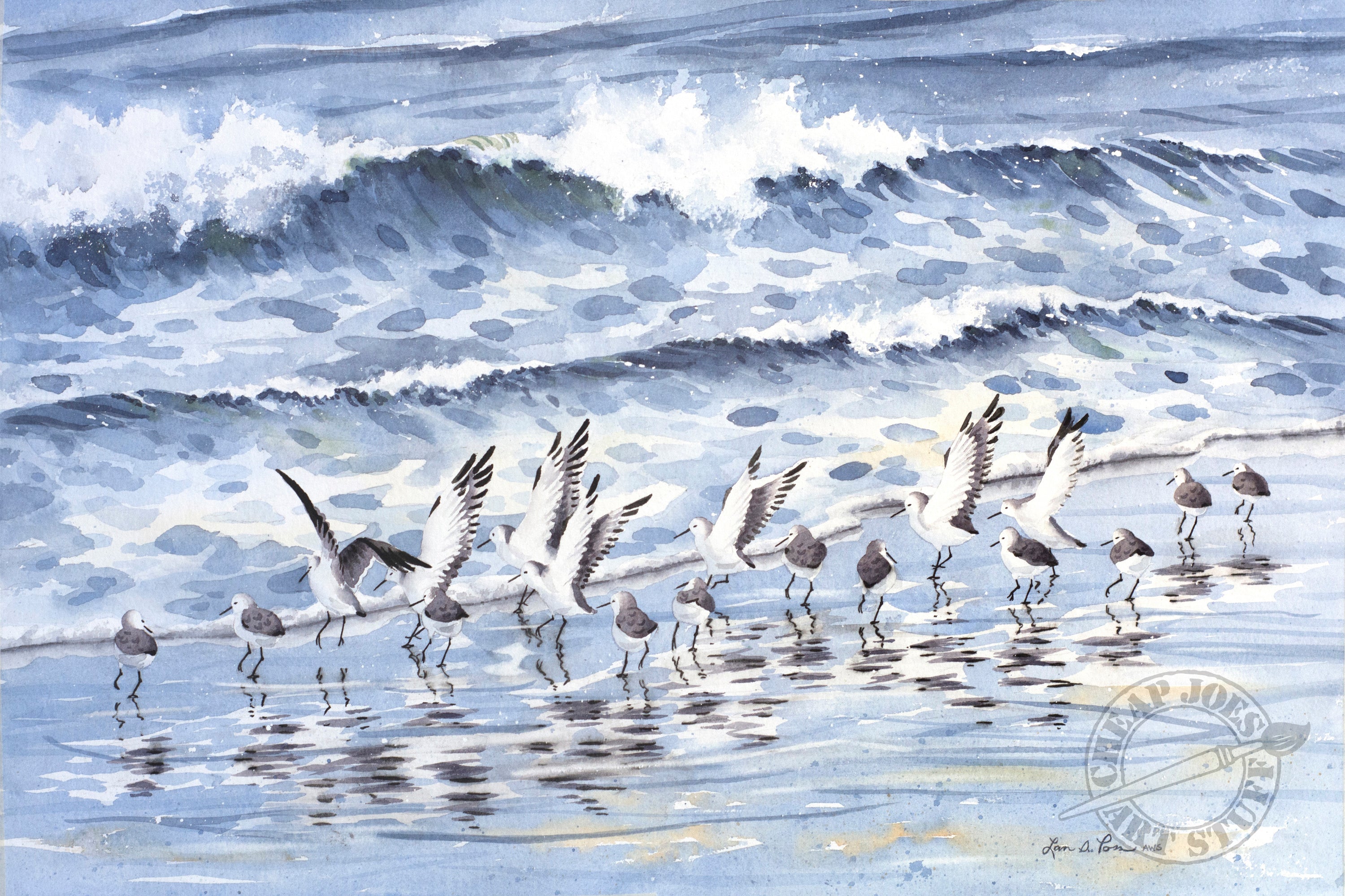 "Dashing Sanderlings III", By Laura Poss