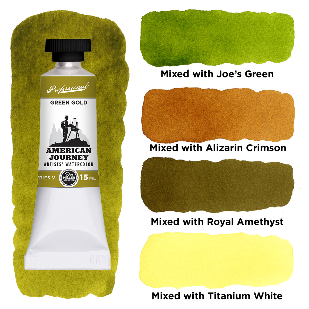 American Journey Artists' Watercolor - Green Gold, 15 ml, (PG36/PY150)