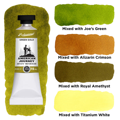 American Journey Artists' Watercolor - Green Gold, 15 ml, (PG36/PY150)
