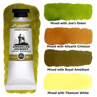 American Journey Artists' Watercolor - Green Gold, 37 ml, (PG36/PY150)