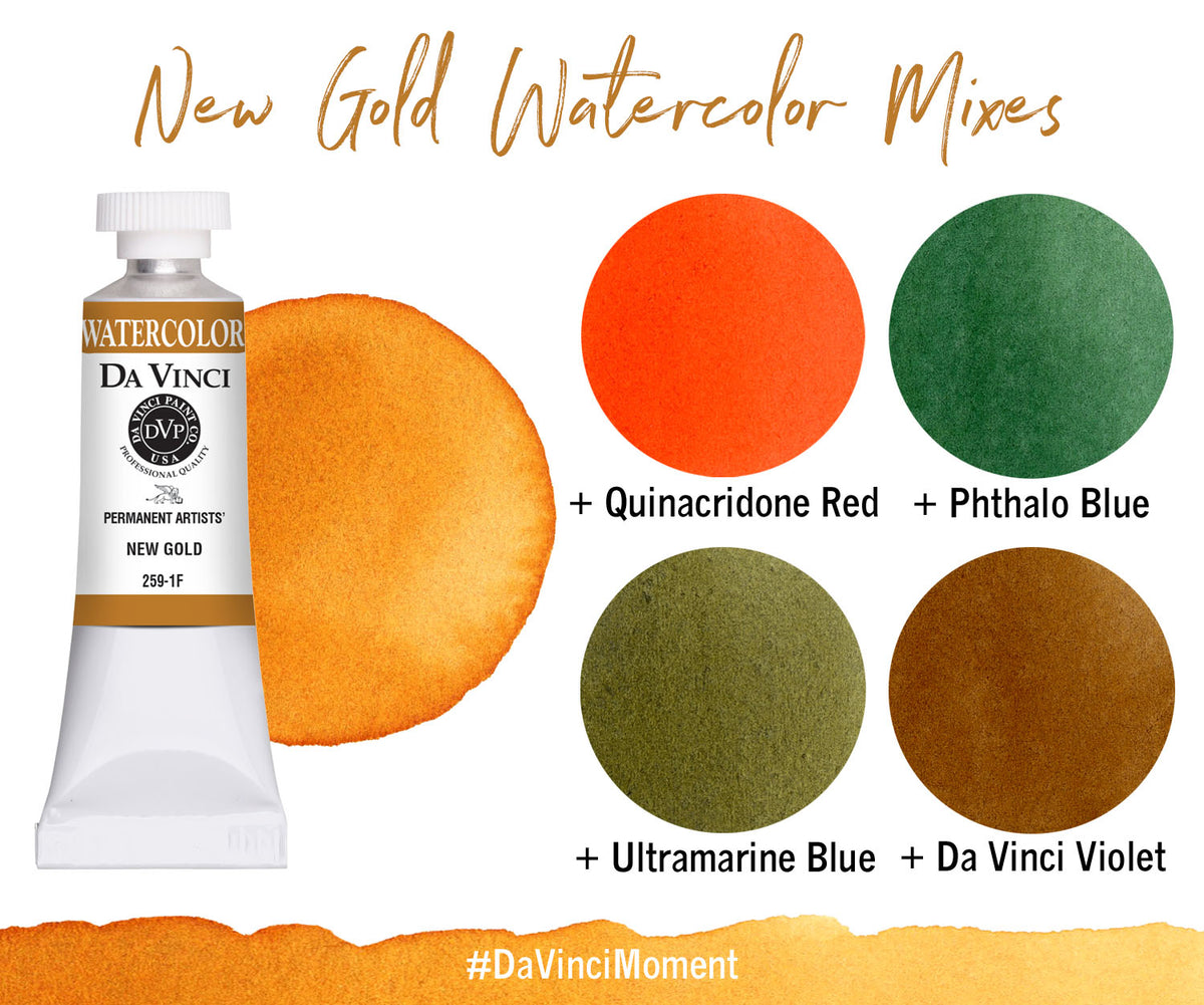 Da Vinci Artists' Watercolor - New Gold, 15 ml