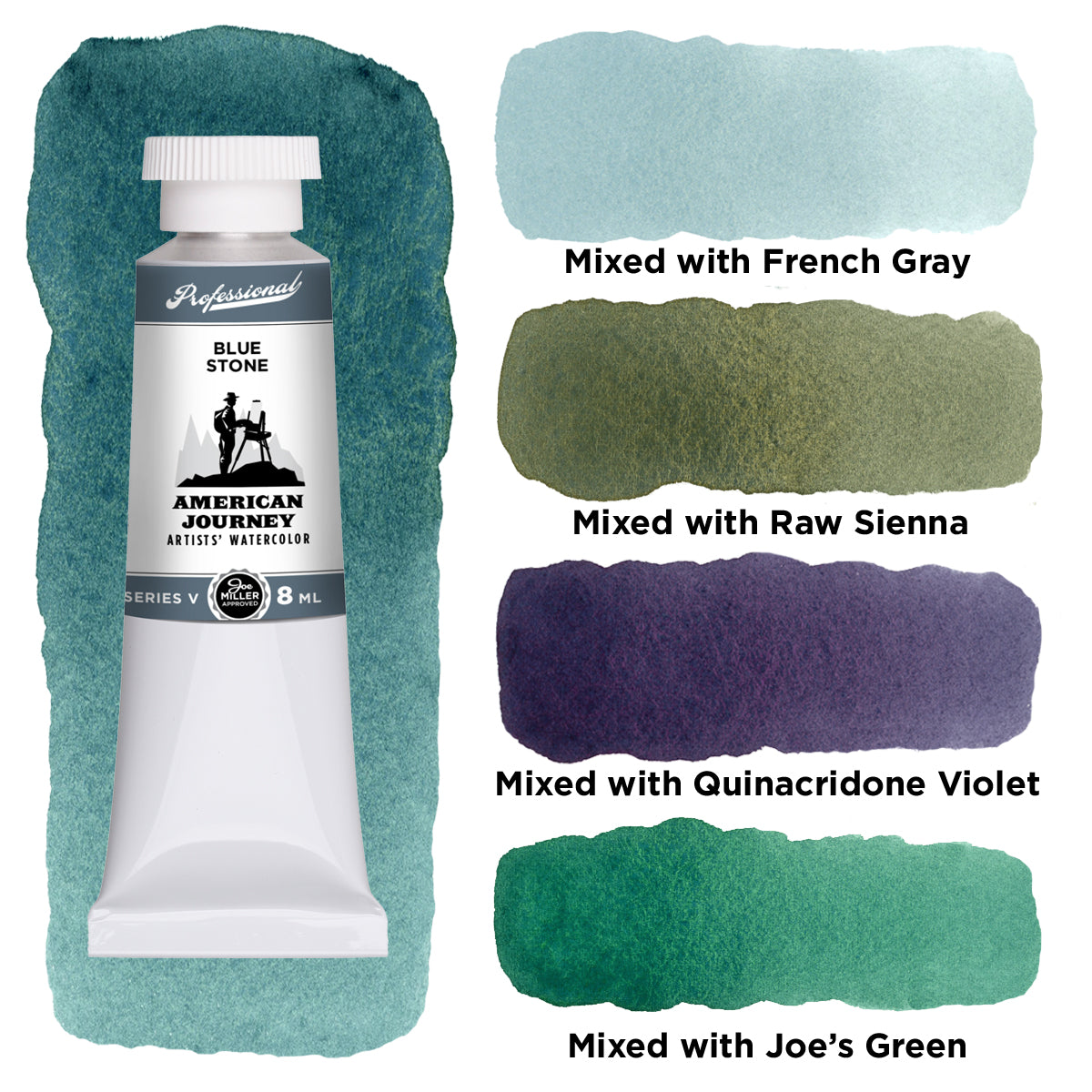American Journey Artists' Watercolor - Blue Stone, 8 ml, (PB36/PY42)
