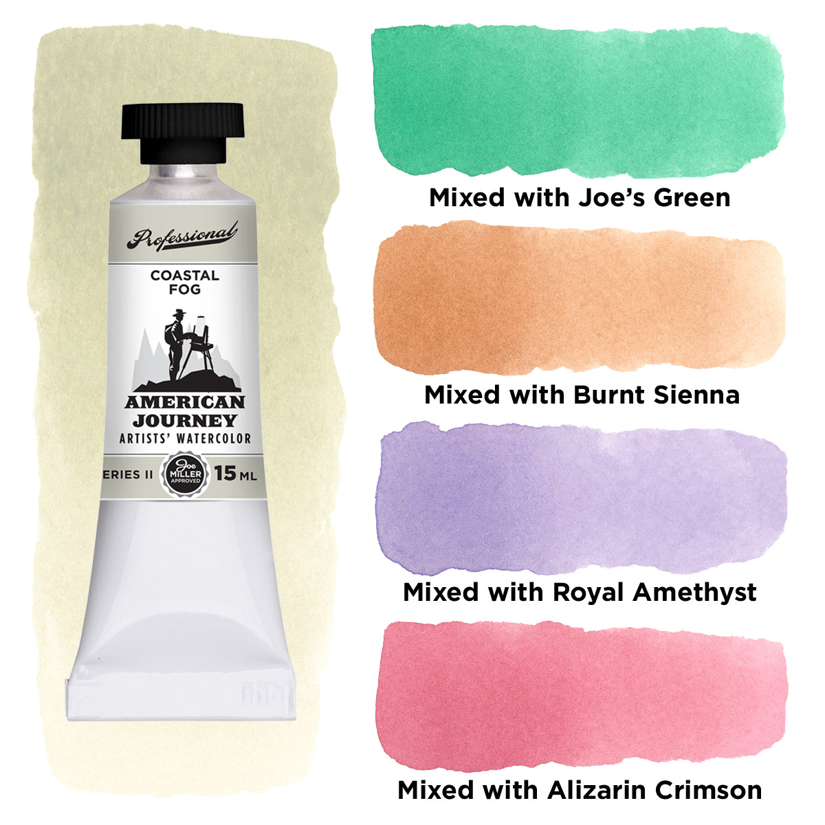 American Journey Artists' Watercolor - Coastal Fog, 15 ml, (PBr7/PW6)