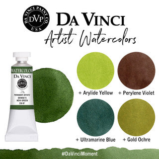 Da Vinci Artists' Watercolor - Denise's New Green, 15 ml (PB16/PR101/PY83)