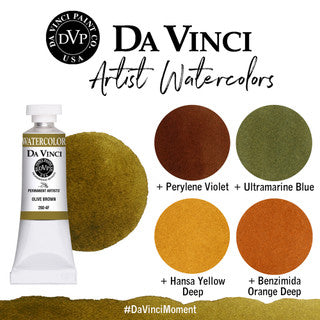 Da Vinci Artists' Watercolor - Olive Brown, 37 ml (PG7/PV19/PY65)