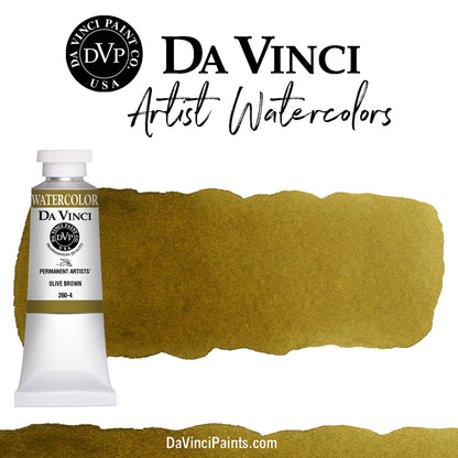 Da Vinci Artists' Watercolor - Olive Brown, 37 ml (PG7/PV19/PY65)