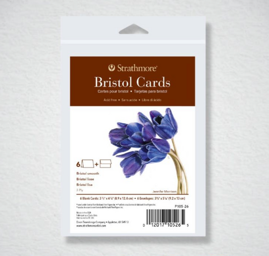 Strathmore 400 Series Bristol Annoucement Cards and Envelopes -Smooth, 3.5" x 4-7/8", 6 Pack