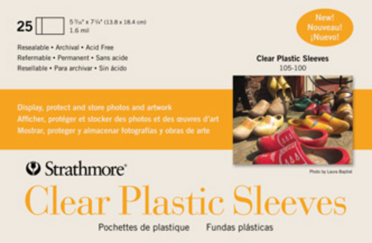 Strathmore Clear Plastic Sleeves for Cards and Envelopes - 5.4375" x 7.2", 25 Pack