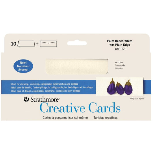 Strathmore Creative Cards and Envelopes - Palm Beach White Plain Slim, 3-7/8" × 9", 10 Pack
