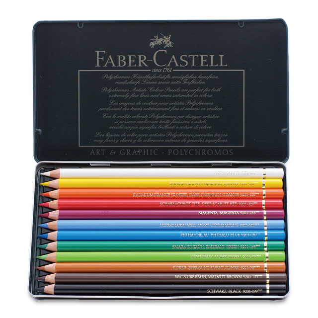 Faber-Castell Polychromos Colored Pencil Set - 12 Assorted Colors